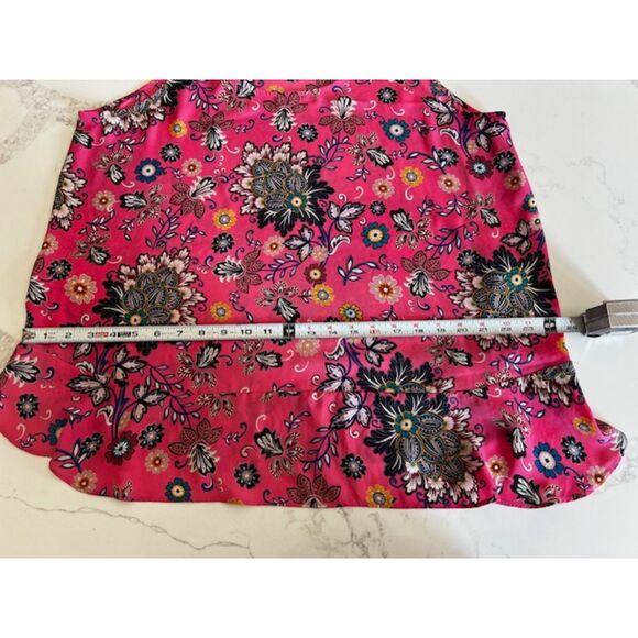 Loft Women's Sleeveless Round Neck Pink Mixed Floral Flounce Top - Picture 8 of 11
